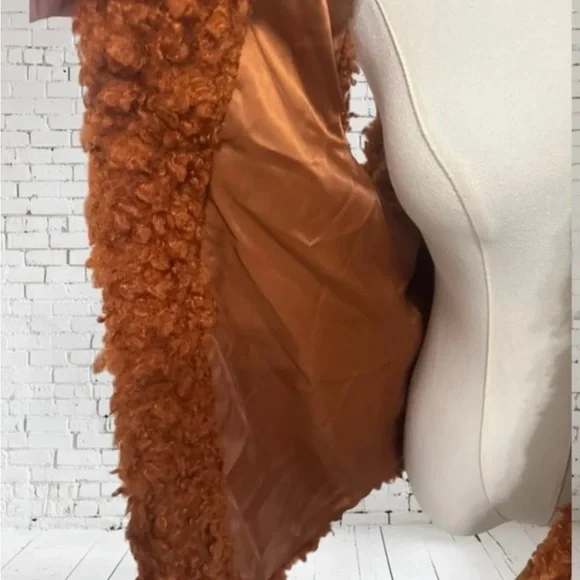 INC Rust Faux Fur Vest S/M NWOT | Cozy Plush Texture Fall Layering Statement - Picture 4 of 4